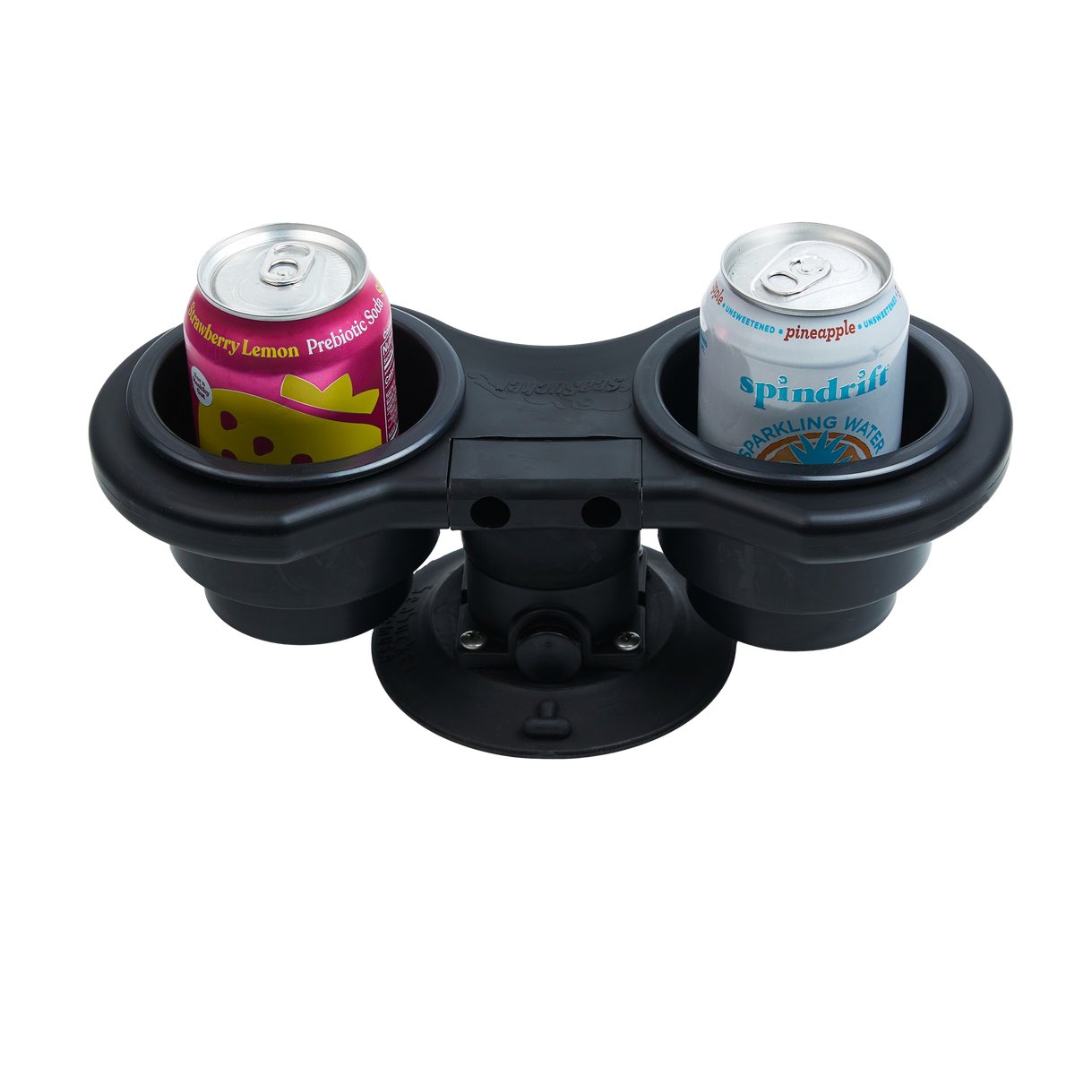 2-Cup Holder - Horizontal Mount - Black - With Cans